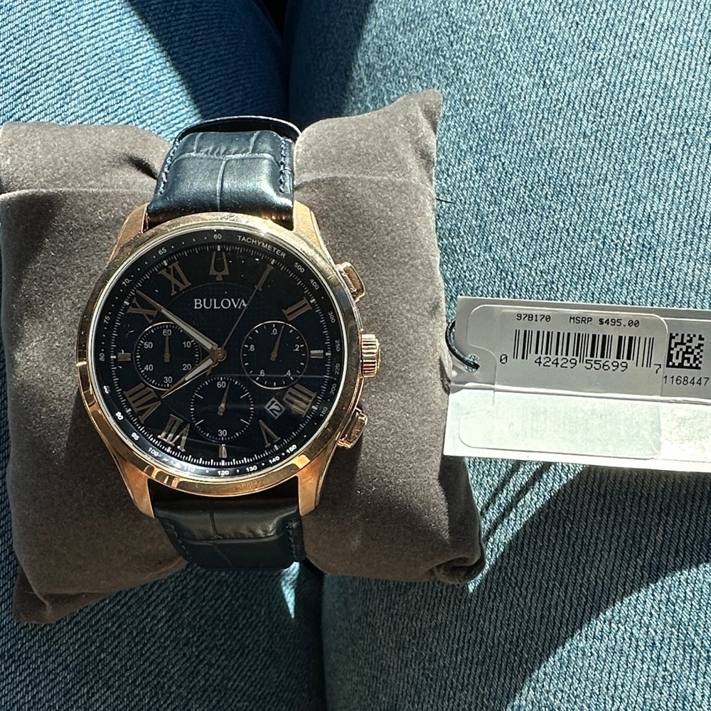 Bulova Gold and Black Chronograph Watch